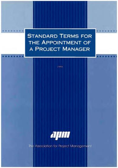 Standard Terms for the Appointment of a Project Manager