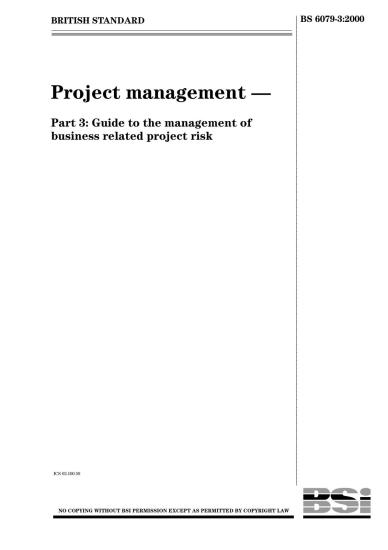 BS 6079-3 Project Management - Guide to the Management of Business Related Project Risk