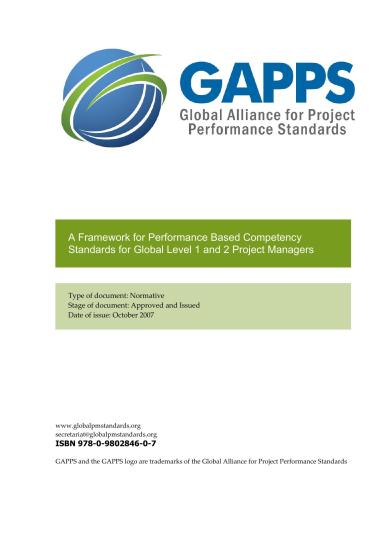 A Framework for Performance Based Competency Standards for Global Level 1 and 2 Project Managers