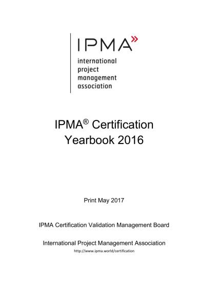 IPMA Certification Yearbook 2016
