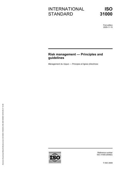 ISO 31000 Risk Management - Principles and Guidelines