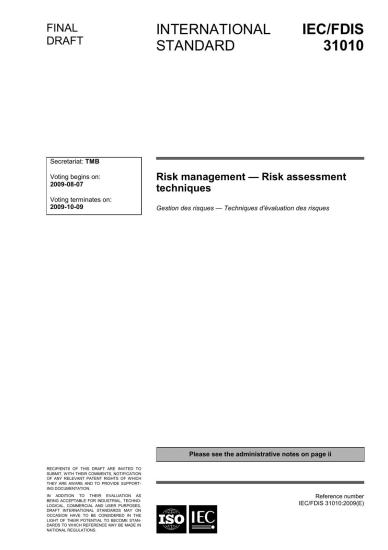 IEC 31010 Risk Management - Risk Assessment Techniques