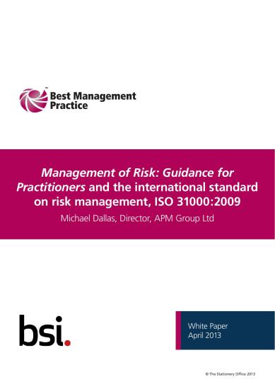 M_o_R Guidance for Practitioners & ISO31000-2009 Risk Management