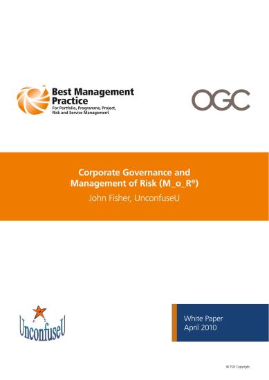 Corporate Governance and Management of Risk (M_o_R)
