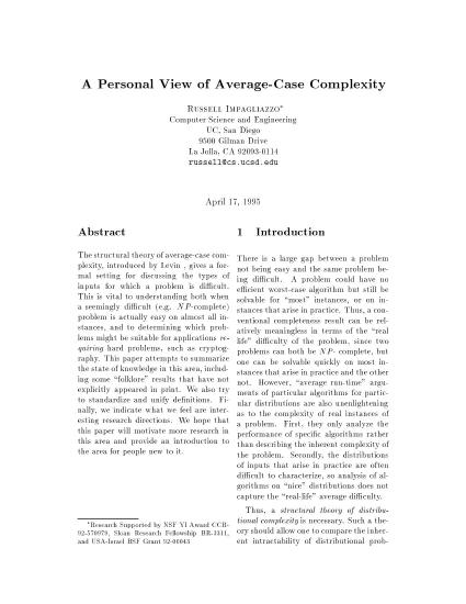 A Personal View of Average Case Complexity