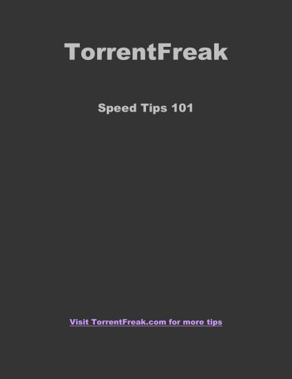 BitTorrent Speed Tips 101